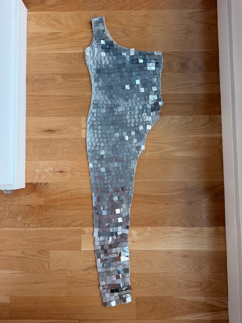 Silver Sequin One-Shoulder Jumpsuit